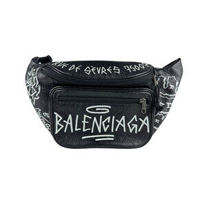 Balenciaga Explorer Graffiti Leather Belt Bag Black